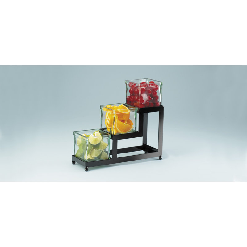 Iron 3 Step Glass Jar Display, Black