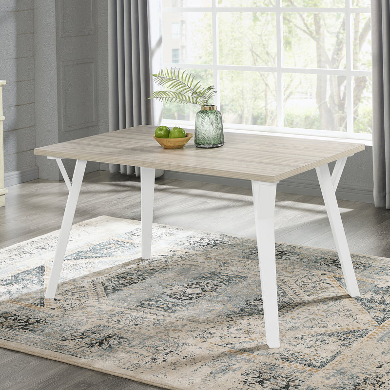 Ensemble de salle à manger en bois naturel 7 pièces, table de salle à manger avec 6 chaises Windsor élégantes