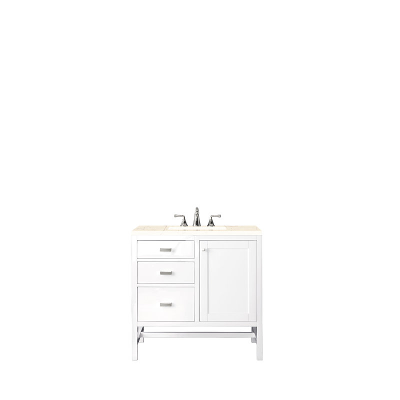 Addison 36'' W Vanity, Carrara White, 8" Widespread, Glossy White