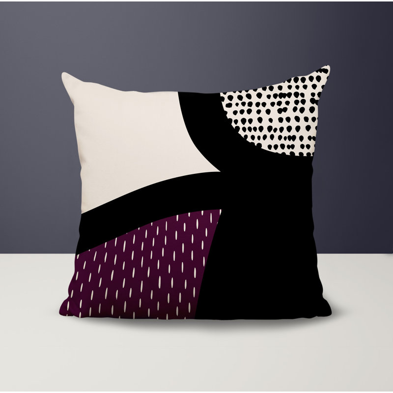 Coussin carré intérieur / extérieur pia, H 19 po x l 19 po, Mauve / noir / blanc cassé