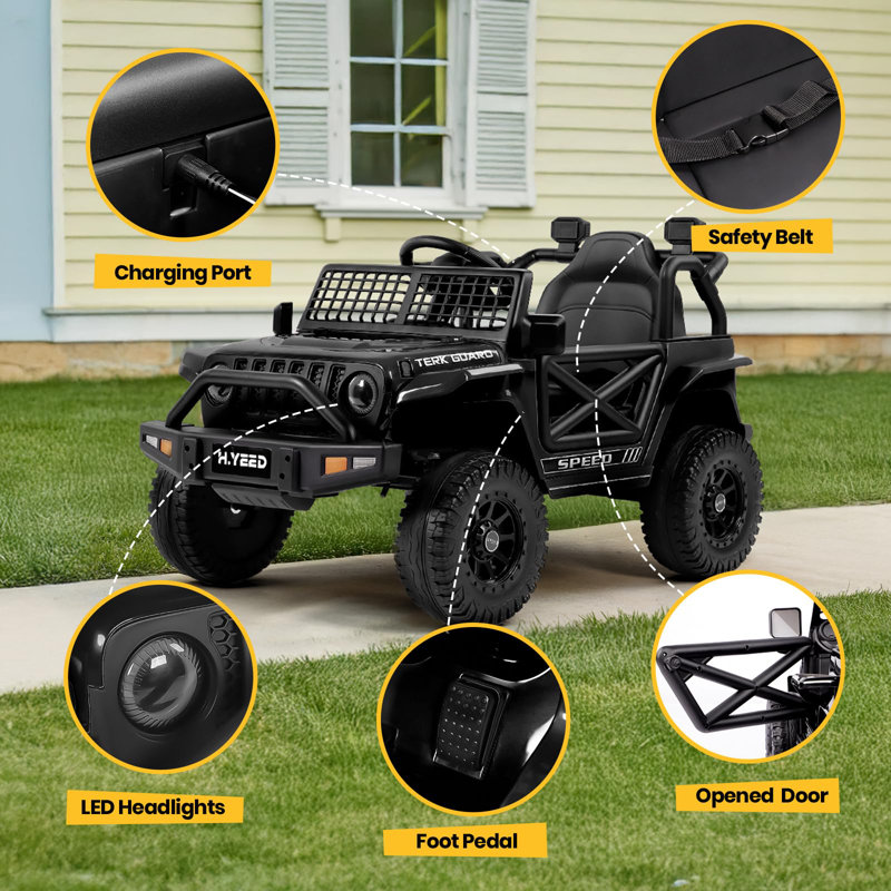 JooliH Battery Powered Ride On with Remote Control, Black