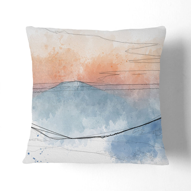 Sunrise over the Mountains Cushion with Filling, Black, 40cm H x 40cm W x 15cm D