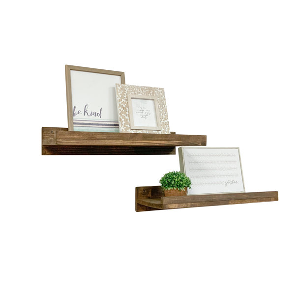 Floating Rectangular Shower Shelf with Rail and Natural Teak Wood