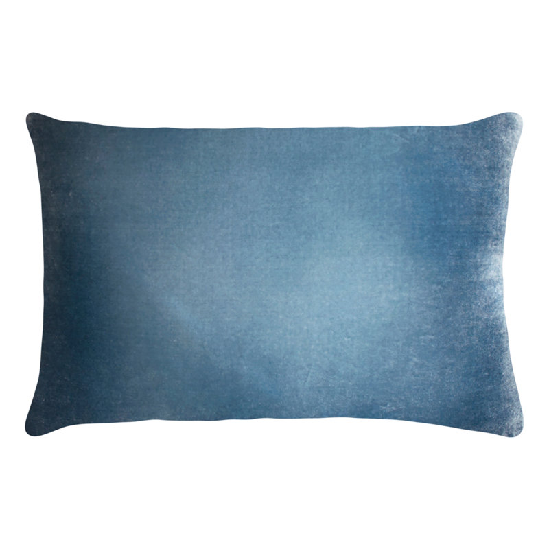 Ombre Square Velvet Pillow Cover & Insert, Denim, Rectangle 14"H x 20"W