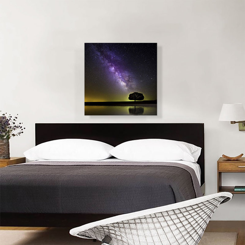 " Milky Way Galaxy And Tree ", 26" H x 26" W x 0.75" D