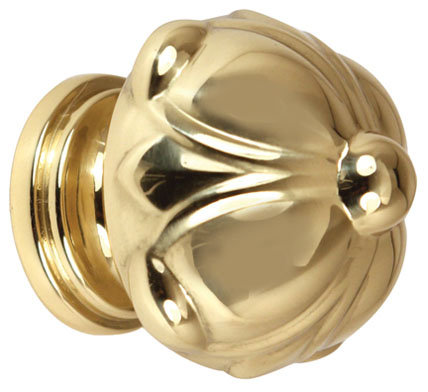 Ornate Novelty Knob, 1" H x 1" W x 1.25" D, Polished Brass