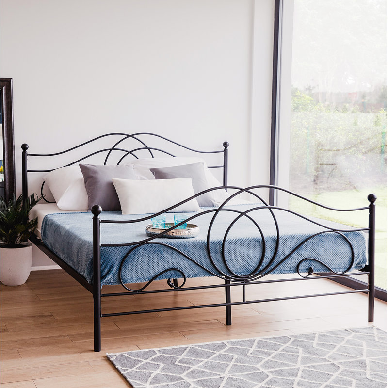 Corona Solid Wood Bed, Black, 160 x 200cm