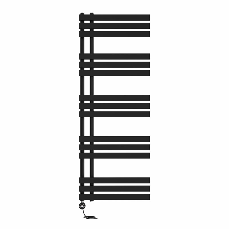 Rizza Designer Towel Rail Heated Towel Rails, 160cm H x 60cm W x 7.35cm D, Black