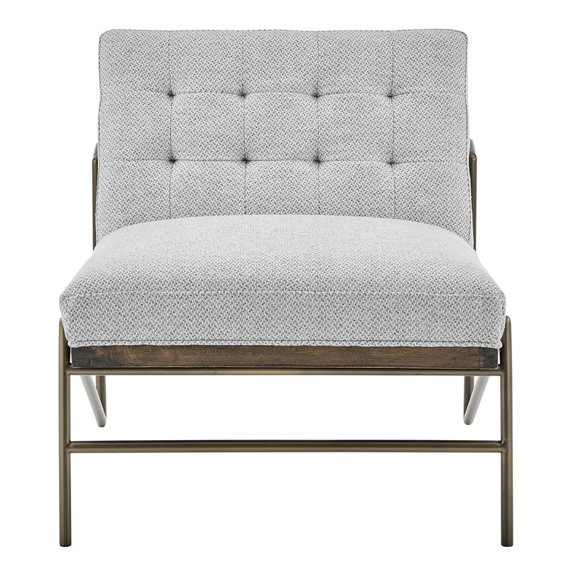 Arrlo Biscuit Tufted Armless Slipper Chair, Gray 