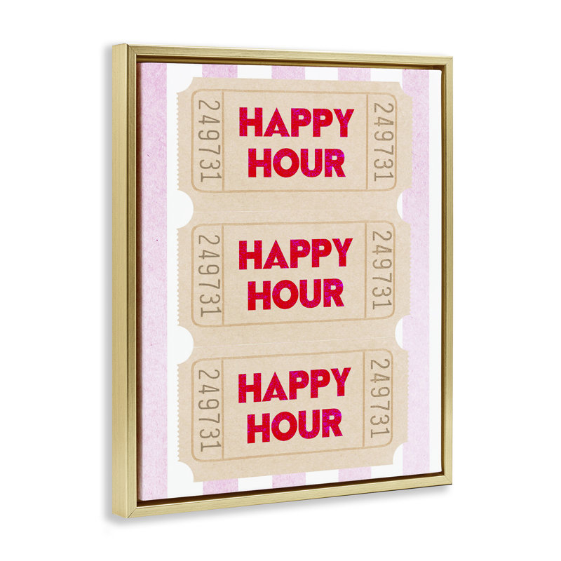 Art mural encadré Happy Hour, H 31 po x l 25 po, Cadre flottant métallique doré