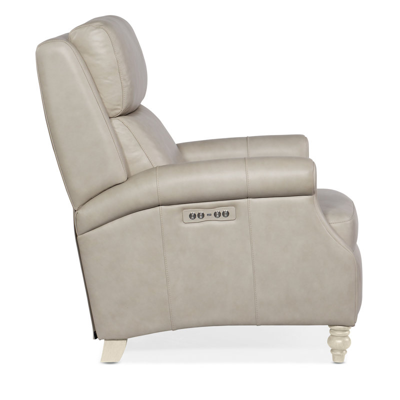 Hurley Power Recliner with Power Headrest, Beige Genuine Leather