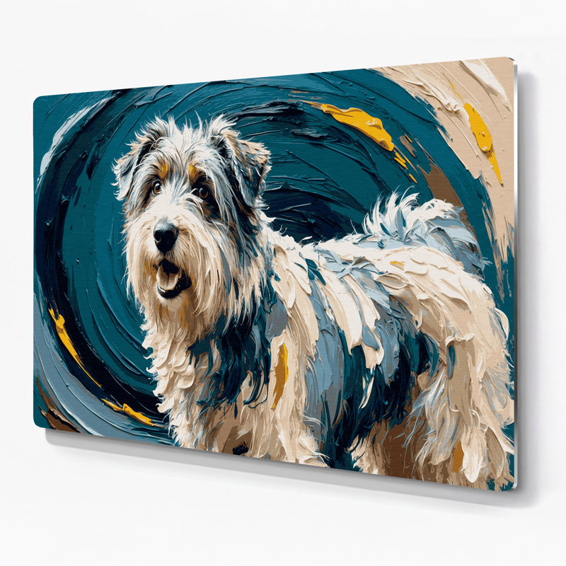 Chiens, chien de berger des plaines polonais, art mural en métal vert, H 24 po x l 36 po