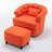 Swivel Barrel Accent Chair With Ottoman Bouclé Upholstery Modern Lounge Set(Set Of 2)-1905135621