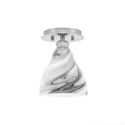Edge 1 Light Semi-Flush With 6.25" Onyx Swirl Glass