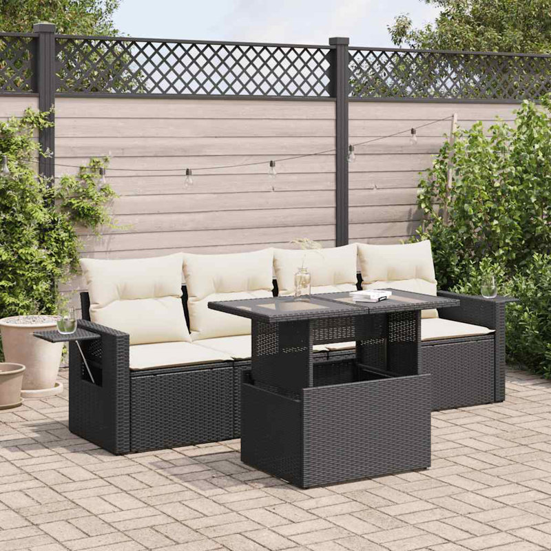 Ensemble de canapé de jardin Vidaxl - noir, Blanc, crème