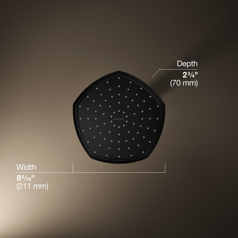 Occasion 8 In. Single-Function Rainhead, Matte Black, 1.75 GPM