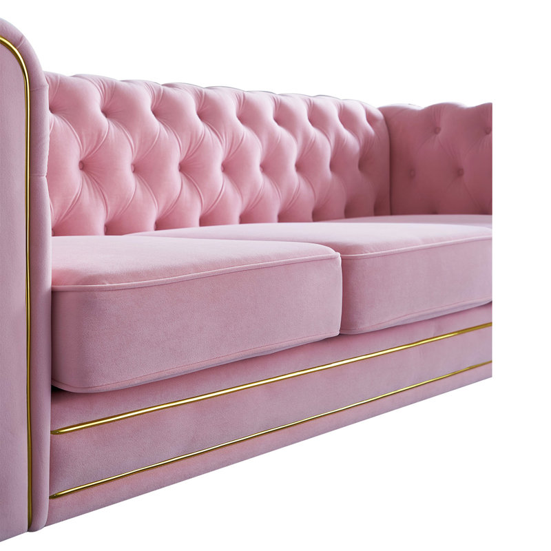 Causeuse 84,65 po Jaquain, Velours rose