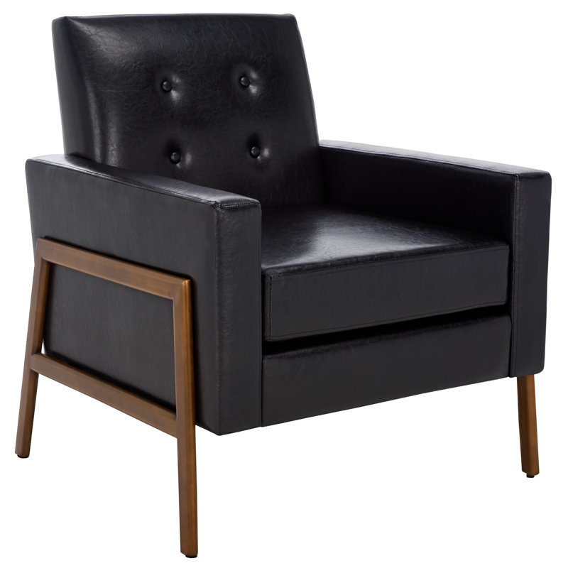 Manriquez Faux Leather Armchair, Black Faux Leather