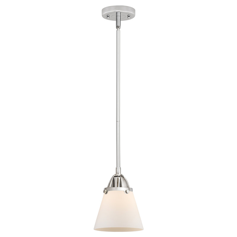 Mini-luminaire suspendu à 2 lumières en forme de cône 1 lumière Nouveau - ampoule non incluse, Blanc mat, Chrome poli
