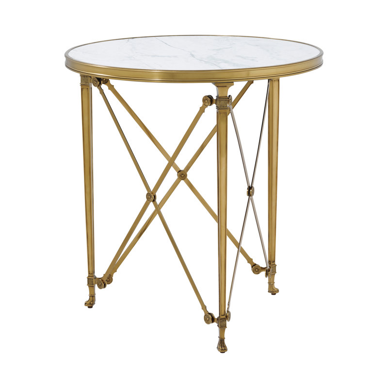 Table de bout Spencer London, Cannes laiton / gris, 29.5" H x 28" W x 28" D