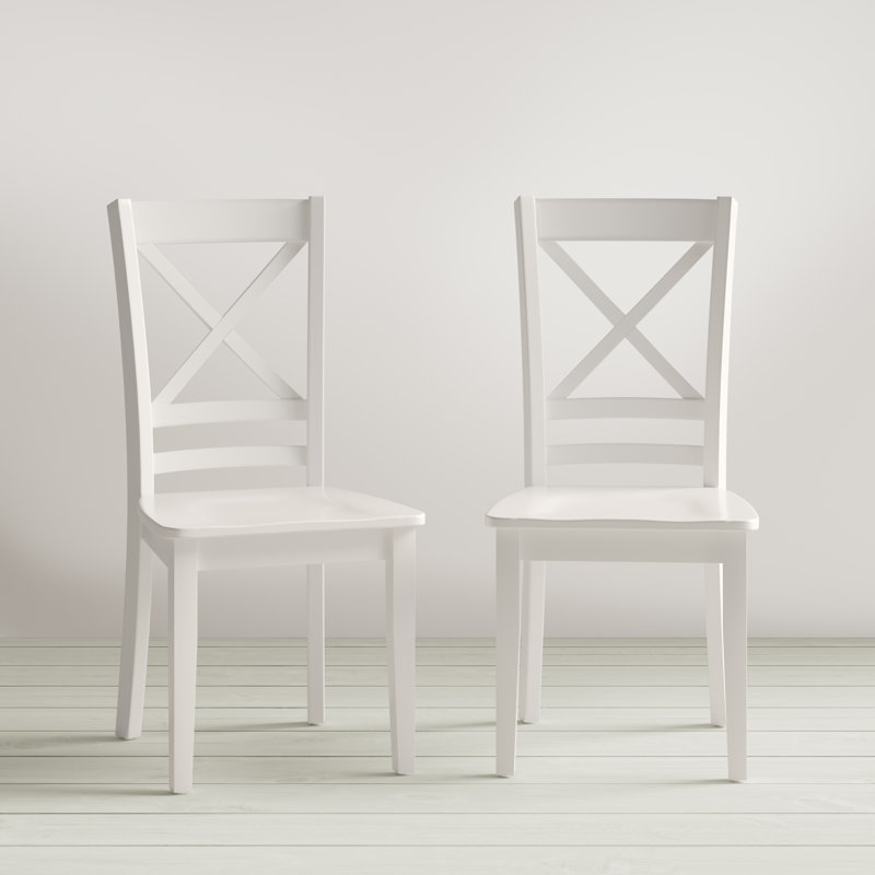 17'' H Acacia Solid Wood Side Chair, Paper White