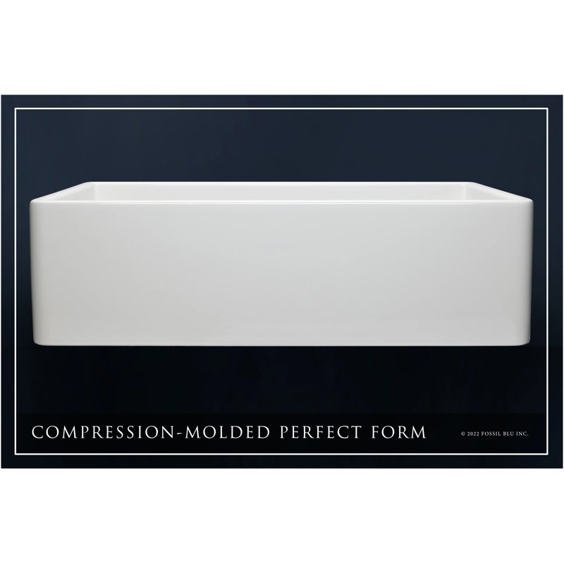Luxury 36-Inch Solid Fireclay Farmhouse Sink, Flat Front, Brushed Brass Accessories