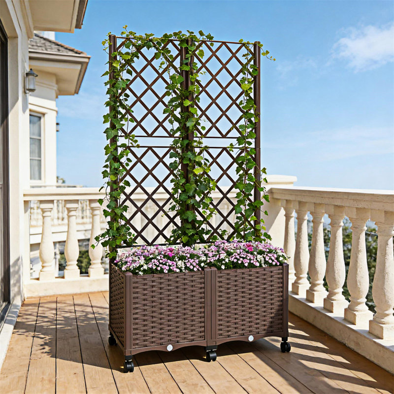 Lit de jardin surélevé mobile pour jardin, Brun