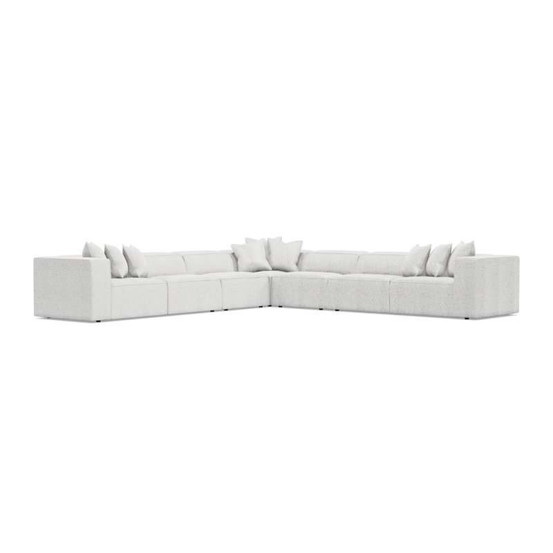 Bernhardt Bliss 5-Piece Fabric Sectional, White Polyester, 28" H x 160.5" W x 160.5" D