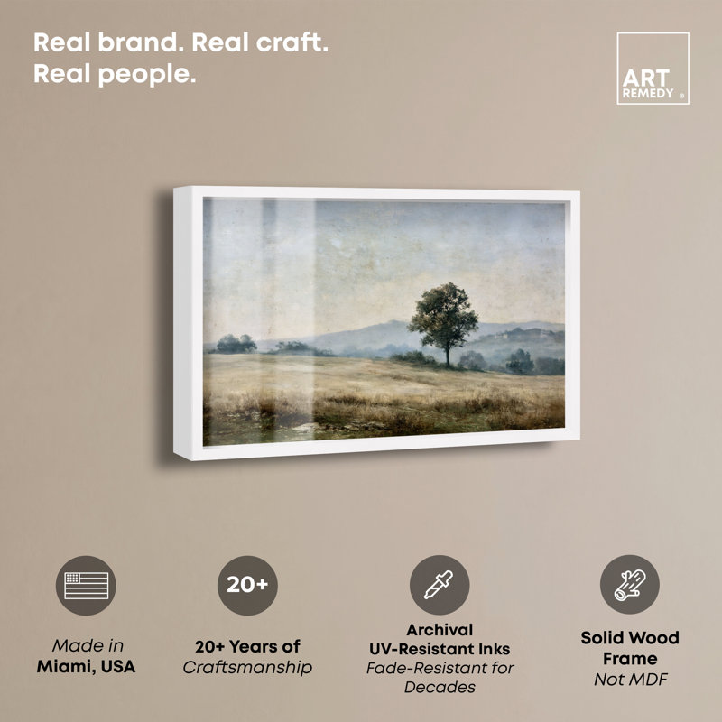 «Amber Fields III Shadowbox» par Cabezas, 21" H x 31" W, Cadre blanc
