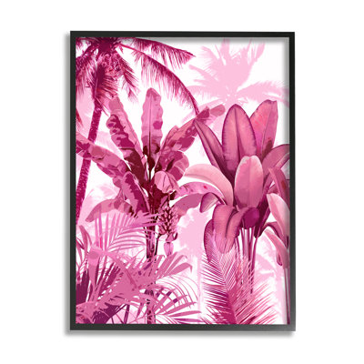 «Ba-020», impression de feuilles de palmier tropicales roses sur toile par Kristen Drew