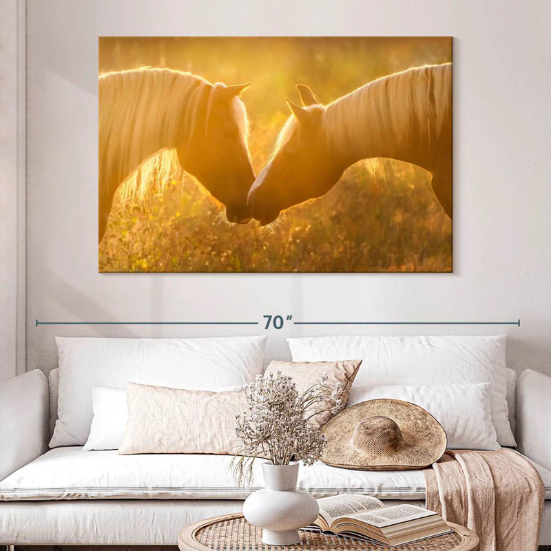 Hardie, coucher de soleil romantique, chevaux, H 34 po x l 51 po