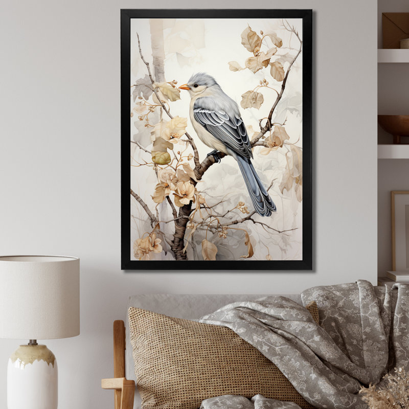 " Bird Silent Watcher V ", 20" H x 12" W x 1" D, Black Picture Framed