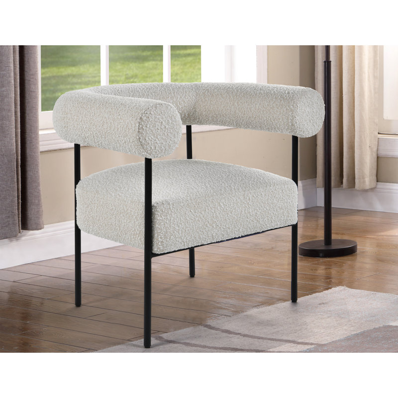Fauteuil demi-tonneau 33 po Gelula, Crème Boucle