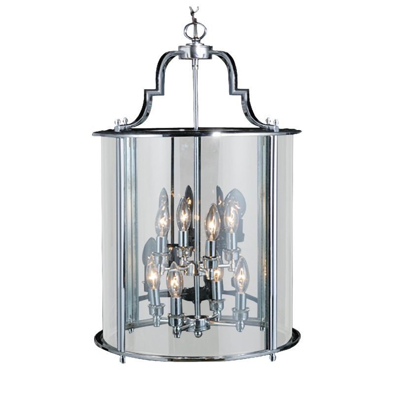 8-Light Bronze Pendant With A Clear Glass Shade, Bronze, 27" H x 17" W x 17" D