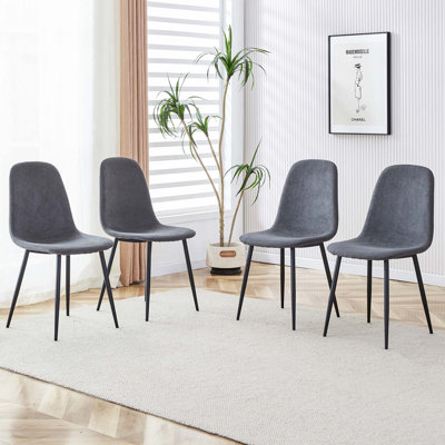 Ensemble de chaises de salle à manger moderne avec revêtement en lin et assemblage sans outil