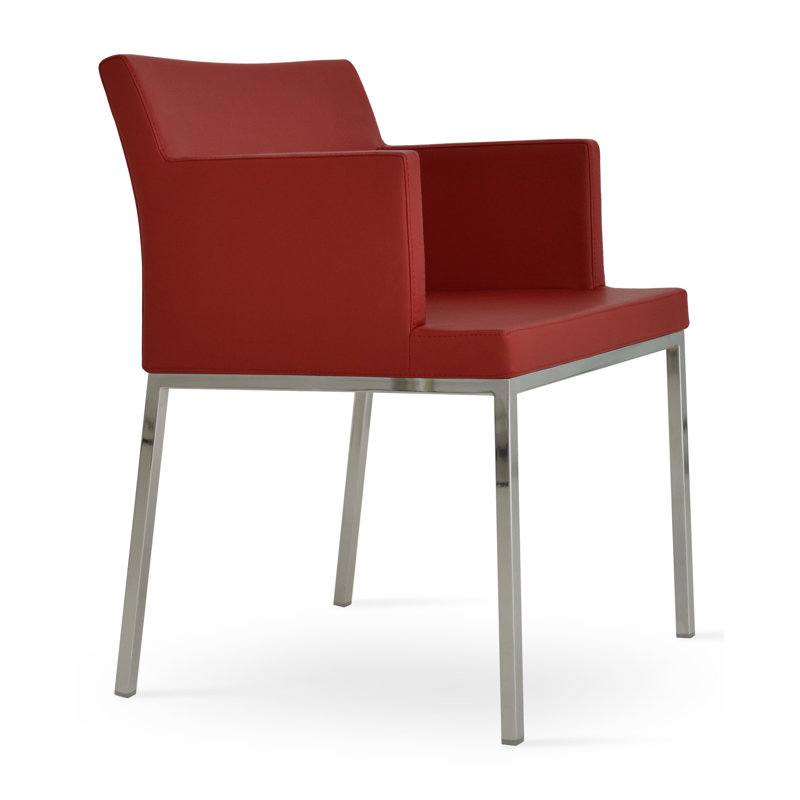 Fauteuil de 22 po de largeur Soho, Simili cuir rouge, Chrome