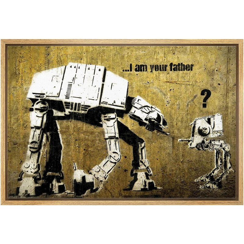 «Banksy Science Fiction Robots», reproduction sur toile, H 16 po x l 24 po x P 1,5 po, Cadre naturel flottant