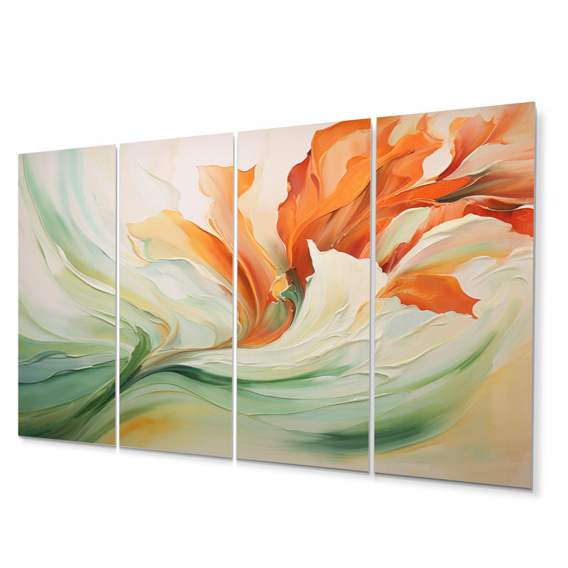 Ensemble de décorations murales en métal Green Flowing Petals - Abstract Botanicals