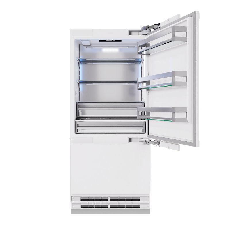 ZLINE Autograph Edition 36 in. Panel Ready Built-In Refrigerator w/ Gold Accents, Panel Ready/Graphite Gray/Polished Gold