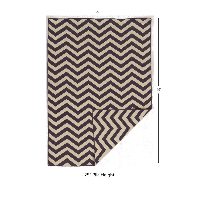 Peake Wool Chevron Indoor Rug, Rectangle 5' x 8'