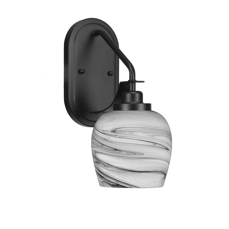 Alirra Wall Sconce Shown With 5.75" Glass, Gray, Matte Black, Bell Shape