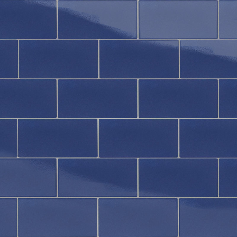 Piscina Brick 9-5/8 In. X 19-1/2 In. Porcelain Floor And Wall Tile, Blue
