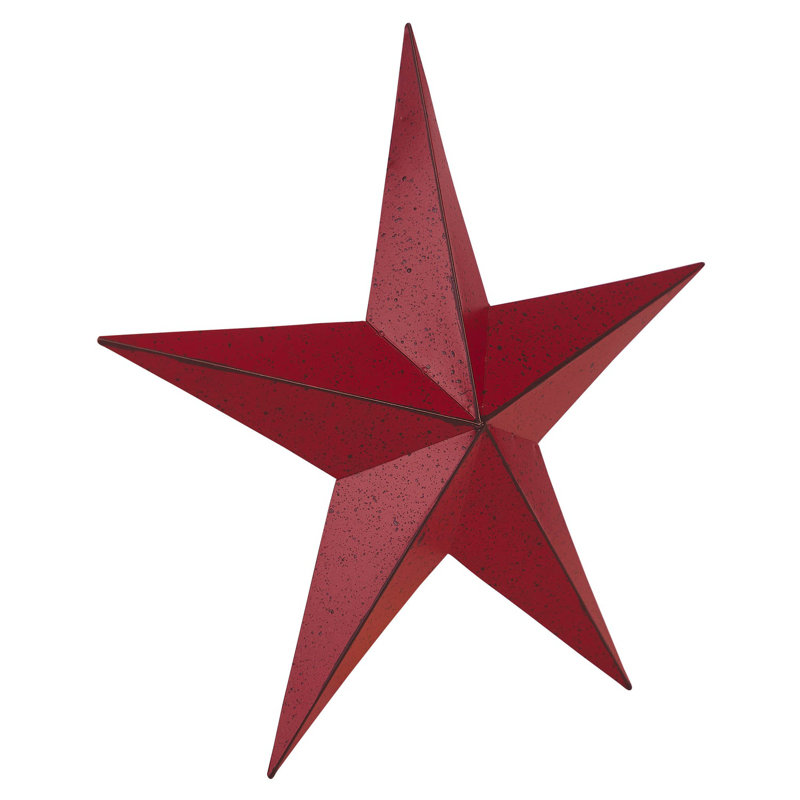  Festive Metal Star Wall Decor, 12" H x 12" W x 1.25" D, Burgundy