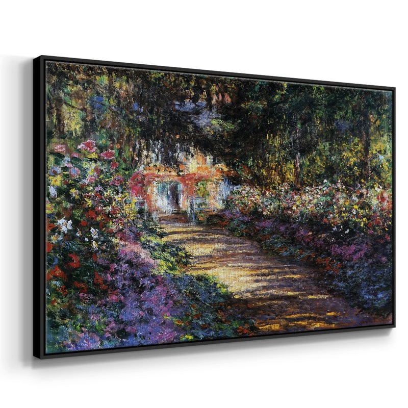 Sentier dans le jardin de Monet à Giverny, 1901, reproduction d'art encadrée sur toile par Claude Monet, Noir