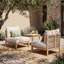 Chaises longues de patio modernes, ensemble de cordes en bois d'acacia pour porche et jardin