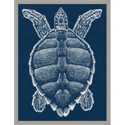 Sea Turtle With Silver Leaf 2 Print