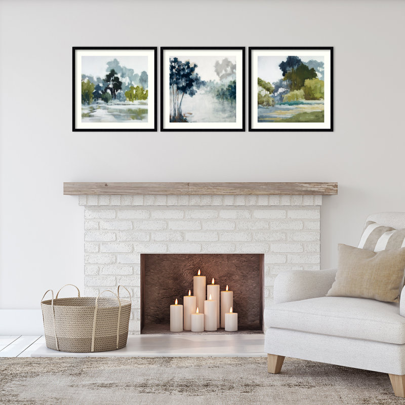 Soft Field Reflections - lot de 3 par Jacqueline Ellens, impressions murales encadrées, H 25 po x l 80 po x P 0,875 po