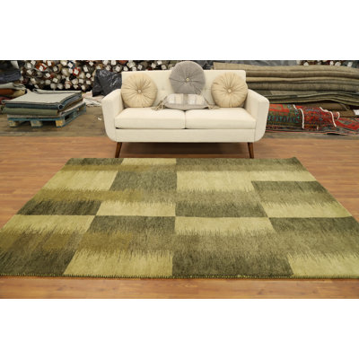 Tapis moderne géométrique de style Gabbeh 6 x 8 dans des tons de terre subtils