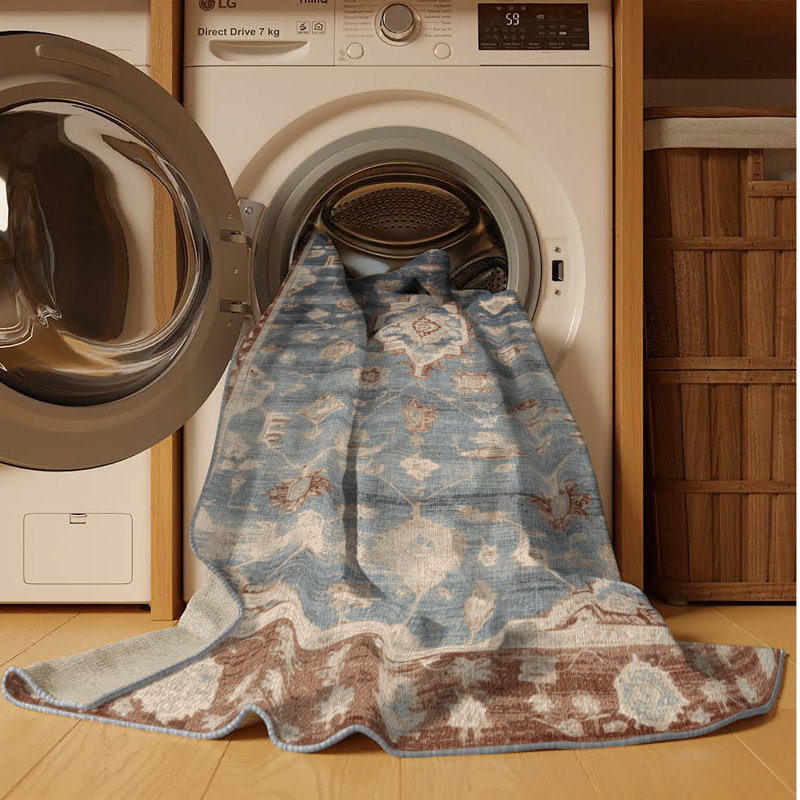 Tapis gris lavable à la machine, Rectangle 7 pi x 10 pi