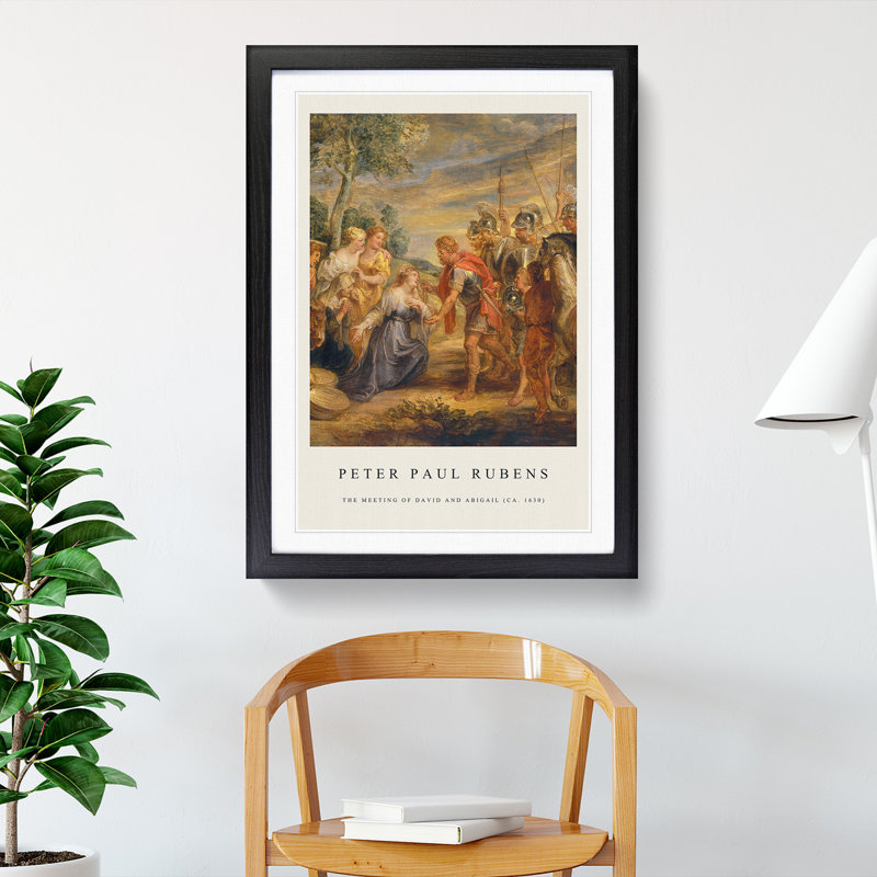 The Meeting of David and Abigail by Peter Paul Rubens - Picture Frame Painting, 36cm H x 27cm W x 2cm D, Black Framed